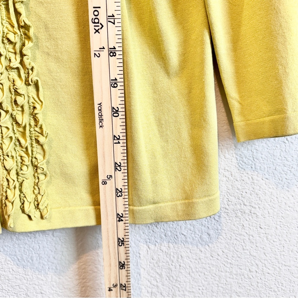 Coquette Balletcore Ruffle Cardigan Amber Sun Silk Blend Chartreuse Small A58 - Picture 8 of 10